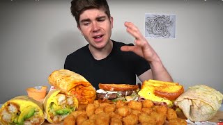 Eating KOREAN EGG SANDWICHES amp Breakfast BURRITOS Mukbang  loaded Tots [upl. by Hepsoj517]