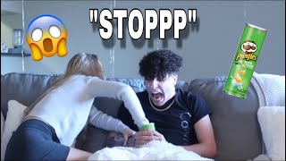 Pringles Prank On My Girlfriend SHE SQUEEZED IT [upl. by Notniuqal703]