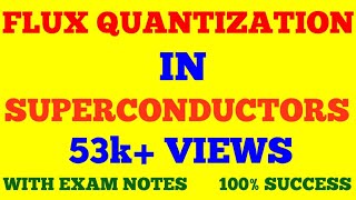 FLUX QUANTIZATION  FLUX QUANTIZATION IN SUPERCONDUCTORS  WITH EXAM NOTES [upl. by Tneciv220]