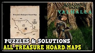 Assassins Creed Valhalla All Treasure Hoard Map Locations Puzzles amp Solutions Tattoo Design amp More [upl. by Margaux]