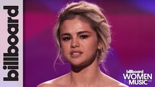 Selena Gomez Tearfully Accepts Woman of the Year Award at Billboards Women in Music 2017 [upl. by Drugi]