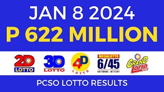 Lotto Result January 8 2024 9pm PCSO [upl. by Okimik350]