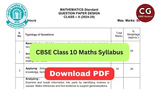 CBSE Class 10 Maths Syllabus for 202425 Download PDF [upl. by Oniger377]