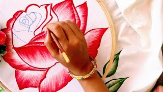 Easy Rose PaintingChadar ka Painting Degine [upl. by Akayas]