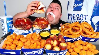 Trying Culvers DriveThru Extremely Cheesy Pretzel Bacon Cheeseburger with Cheese Sauce • MUKBANG [upl. by Halilahk965]