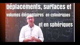 Déplacements surfaces et volumes élémentaires en cylindriques et sphériques [upl. by Ambur]