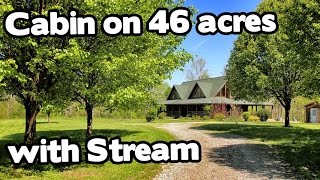 Artist Retreat Log Cabin style home on 46 acres Barn and Creek [upl. by Eddie]