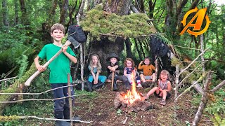 Family Bushcraft Camp Buildoff  Survival Shelter Competition [upl. by Wemolohtrab587]