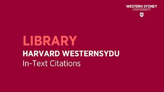 Harvard WesternSydU  Intext Citations [upl. by Gaal810]