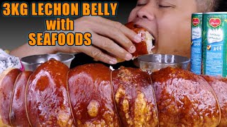 LECHON BELLY with SEAFOODS MUKBANG  PINOY FOOD MUKBANG PHILIPPINES  COLLAB TheFoodieBee [upl. by Bedwell]