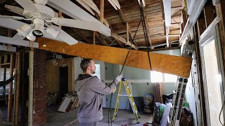 Removing the LVL Beam from the Ceiling  1930s Farmhouse Renovation Ep 49 [upl. by Wyly497]