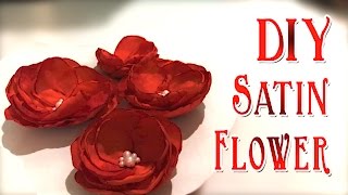 DIY Satin Flower  Satin Flowers Tutorial  Handmade Satin Fabric Petals amp Flower [upl. by Anelagna562]