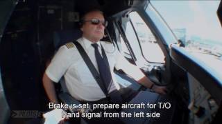 Pilotseyetv  Lufthansa Airbus A380 Departure and Take Off English Subtitles [upl. by Htebazil]