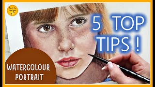 WATERCOLOUR PORTRAIT  5 TOP TIPS for beginners  How to paint SKIN in WATERCOLOR TUTORIAL [upl. by Nylyoj]