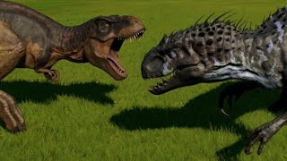 Indominus Rex vs TRex Spinosaurus Spinoraptor Indoraptor Giganotosaurus Carcha amp Allosaurus [upl. by Anaujait]