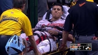 Machado injures knee exits on stretcher [upl. by Thurston452]