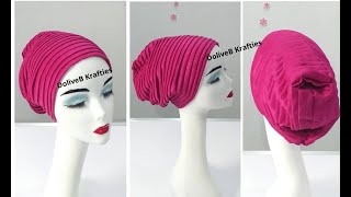 Fully Pleated Turban cap  DIY Turban Making [upl. by Nylirahs960]