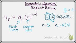 Geometric Sequences Explicit Formula [upl. by Milka]