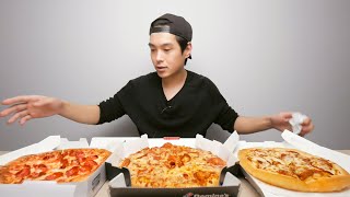 Pizza Hut Papa Johns and Dominos Pizza Mukbang [upl. by Ez]