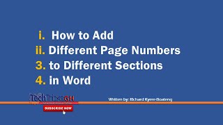 How to Add Different Page Numbers to Different Sections in Word  TechTricksGh [upl. by Birmingham]