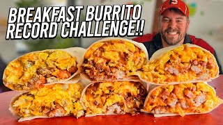 Cheesy Breakfast Burrito Man vs Food Challenge Record [upl. by Ciapas]