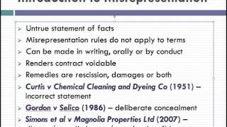 Misrepresentation Lecture 1 of 4 [upl. by Wooster]