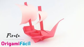 Cómo hacer un barco PIRATA de papel fácil  Origami [upl. by Yereffej869]