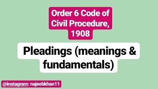 Order 6 CPC Pleadings meanings amp fundamentals [upl. by Sierra]