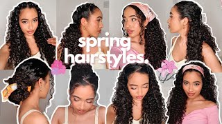 10 EASY HairStyles for Curly Hair  SPRING 2021 ✨ [upl. by Atwood]