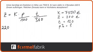 Zinsrechnung Zinssatz berechnen  Textaufgabe Nr 3 [upl. by Chane]