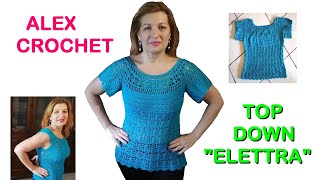 TUTORIAL MAGLIA UNCINETTO quotELETTRAquot top down facile tutte le taglie ALEX CROCHET [upl. by Unam]