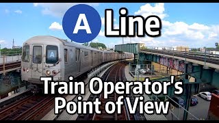 ⁴ᴷ⁶⁰ NYC Subway Front Window View  The A Express to Rockaway Park [upl. by Yrellam]