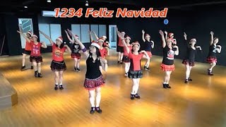 1234 Feliz Navidad｜Line Dance by Sally Hung｜Demo amp Walkthru｜1234聖誕快樂｜含導跳 [upl. by Herm]