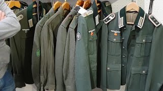 Nazi WW2 uniform and headgear on Kassel military antiques show18 [upl. by Ardnuasal711]