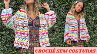 CASACO DE CROCHÊ SEM COSTURAS TOPDOWN tutorial [upl. by Noyart]