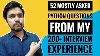 52 Python Developer Interview Questions  Common Tricky Advanced and Mostly Asked Python Questions [upl. by Florina776]