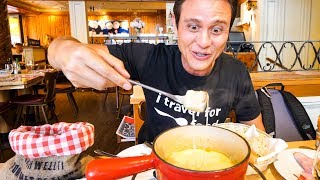 Swiss Food Tour  CHEESE FONDUE and Jumbo Cordon Bleu in Zurich Switzerland [upl. by Imeaj197]