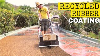 HOW TO Install Recycled Rubber Coating Over Old Cracked Concrete Driveway [upl. by Gipps]