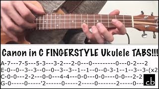 Canon in C FINGERSTYLE Ukulele TUTORIAL [upl. by Ahsiel]