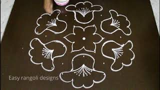 simple kolam designs with 11 dots  beautiful flower muggulu designs  latest easy rangoli designs [upl. by Ednyl]