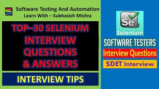 Top 30 Selenium Interview Questions and Answers for SDET [upl. by Irrehc735]