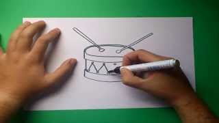 Como dibujar un tambor paso a paso  How to draw a drum [upl. by Ching]