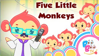 Five Little Monkeys Jumping On The Bed With Lyrics  English Kids Nursery Rhyme  Song For Children [upl. by Azmah447]